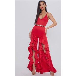 PrettyLittleThing red jumpsuit